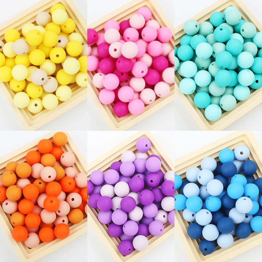 50pcs Silicone Beads 12mm Round Silicone Beads Food Grade Teether DIY Pendant Necklace Pacifier Clip Newborn Nursing Accessories