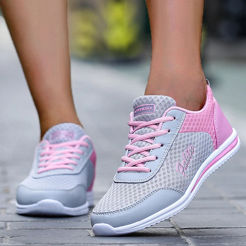 2024 New Fashion Sneakers For Women Breathable Trainers Outdoor Women Sneakers Mesh Fabric Lace Up Female Footwear Shoes Women