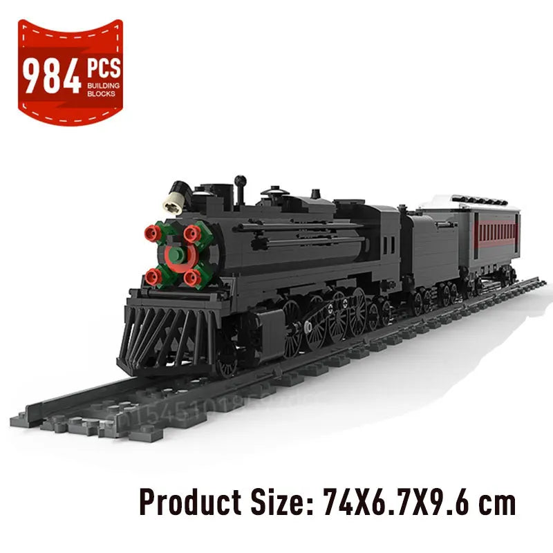 Moc High-Tech City Train Railways Building Blocks Set Retro Steam Train Carriage Bricks Constructor DIY Toys Birthday xmas Gifts