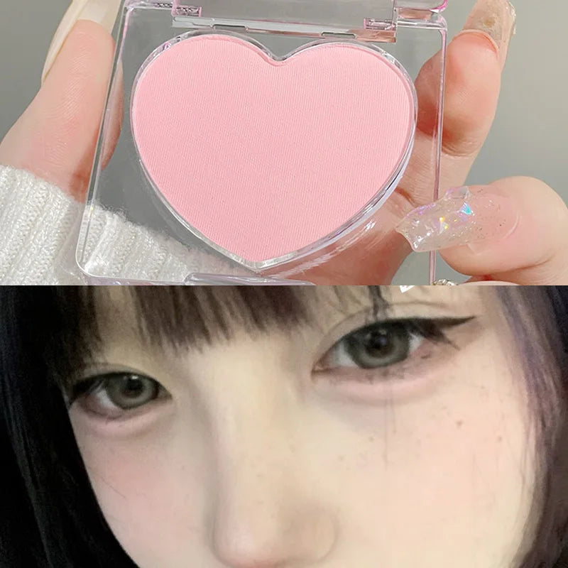 Love Powder Blusher Long-lasting Natural Matte Cheek Contour Tint Peach Pink Facial Blusher Cosmetics Single Color Blush Palette