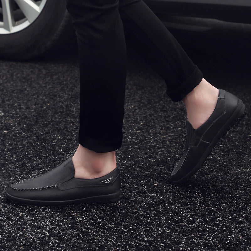 Genuine Leather Men Casual Shoes Luxury Brand 2024 Mens Loafers Moccasins Breathable Slip on Black Driving Shoes Plus Size 37-47