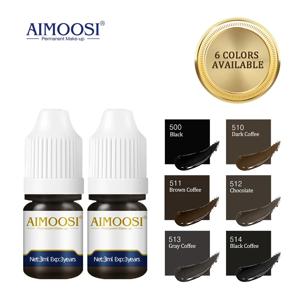 AIMOOSI 3ml Microblading Tattoo Pigments Paint Ink For Eyeliner Lips Eyebrows Semi Permanent Body Art Gloss Tint Makeup Airbrush