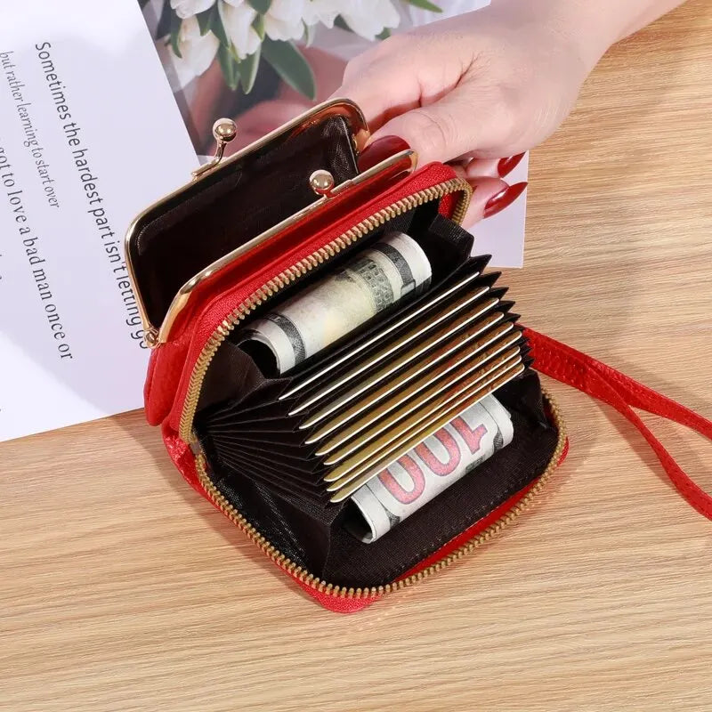 Wallet Women's Fashion Wrist Strap Short Zero Wallet Large Capacity Coin Clip Bag Multiple Card Positions Card Bag Money Clip