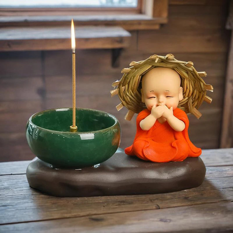 Creative Incense Burner Stick Holder Buddhist Monk Censer Household Aromatherapy Meditation Yoga Studios Decoration Ornament