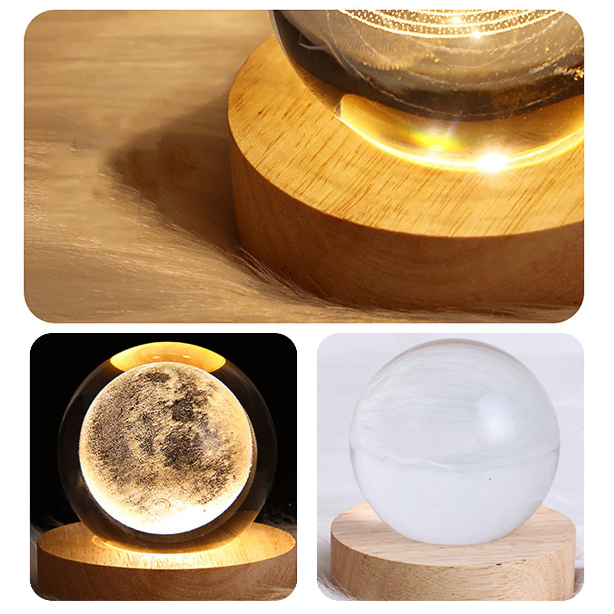 Crystal Ball Night Light Glowing Planetary Galaxy Bedside Lamp for Home Bedroom Desk Decor Creative Gift 3D Astronaut Ball Night