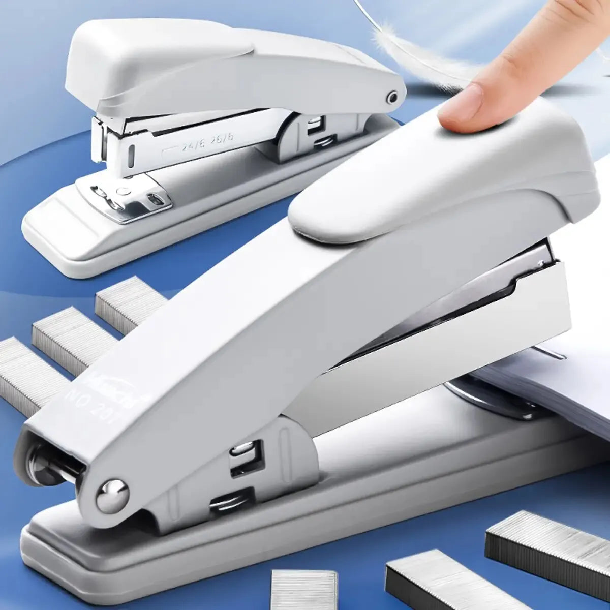 1Pcs Simple Portable White Or Black Labor-saving Office Stapler With No Staples