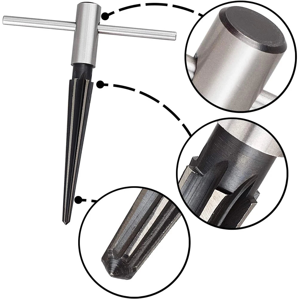 Hand taper reamer 1/8-1/2 (3-13mm) 5-16 taper reamer chamfer opening countersunk head cutting tool hexagonal shank tool