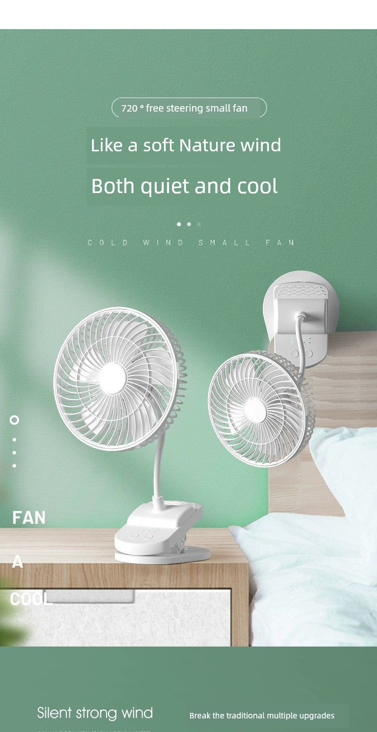 Desktop USB Rechargeable Fan Office Dormitory Portable Stand-up Desk Fan Ultra-Quiet Speed Control Baby Clip Fan