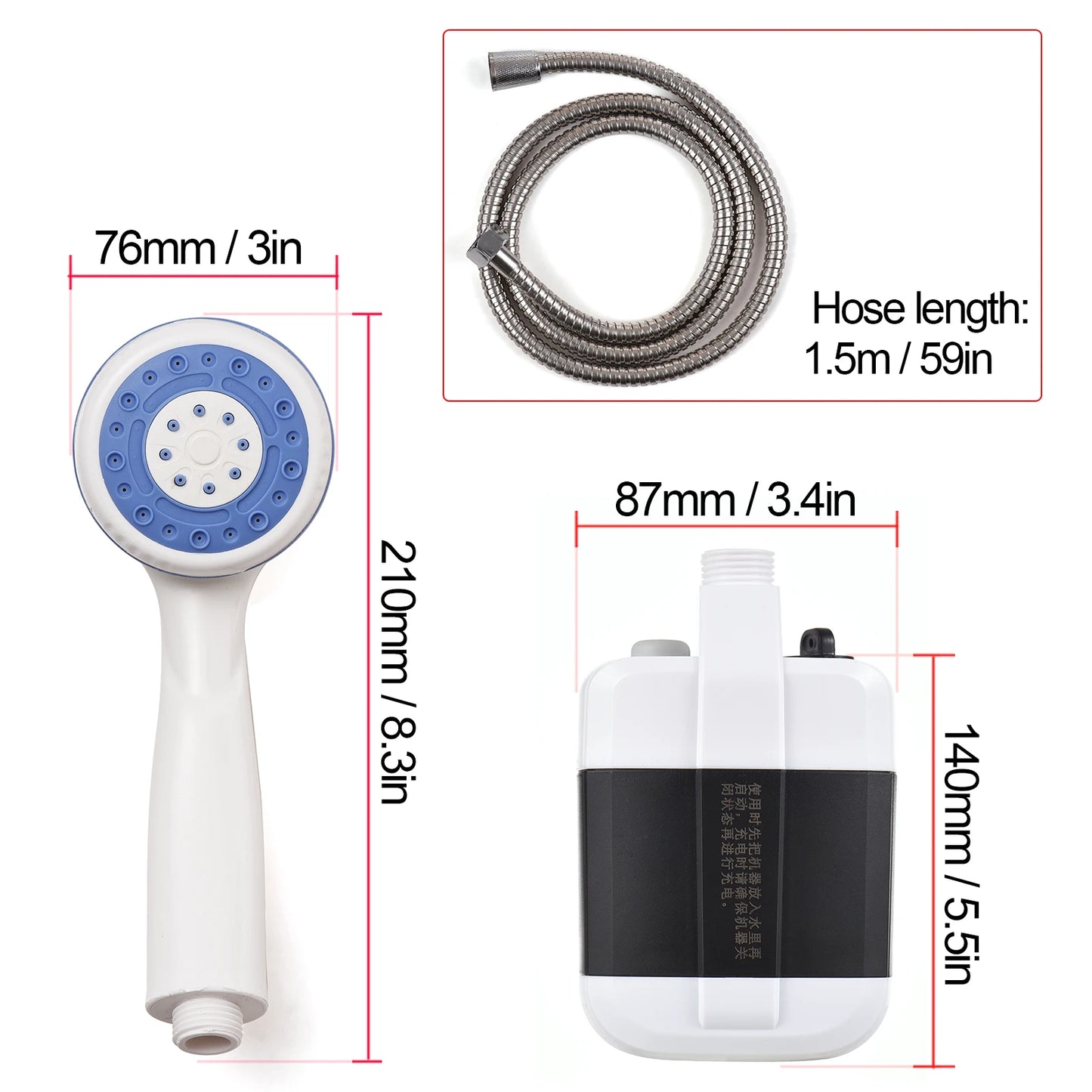 Portable Camping Shower Outdoor USB Rechargeable Electric Shower Pump for Camping Car Washing Gardening Pet Cleaning Traveling