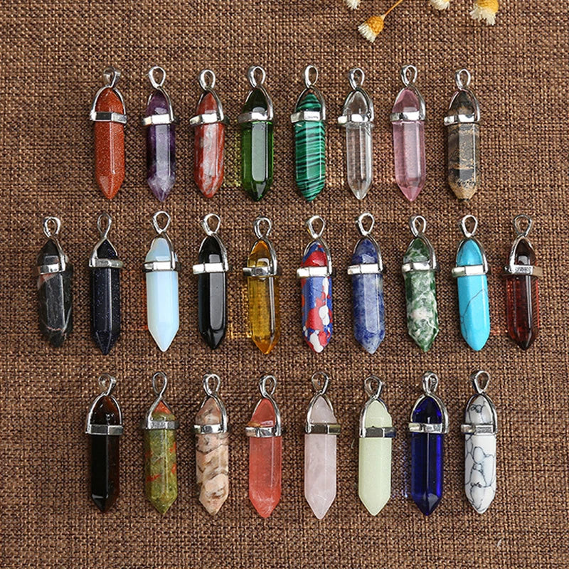 Natural Stone Pendants For DIY Necklace Jewelry Making Findings Crystal Stone Quartz Pendant Charms Handmade Hair Accessories