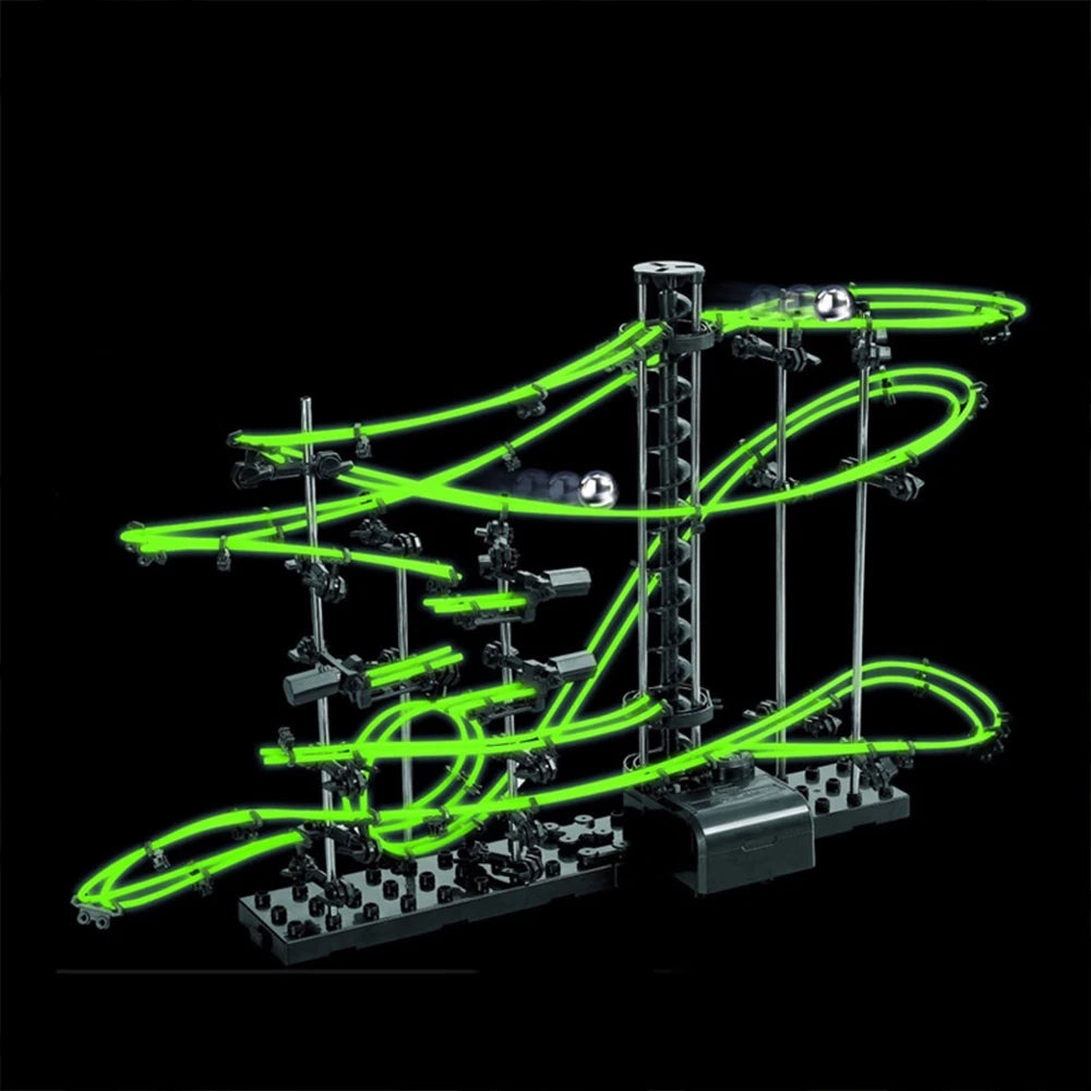 193/343/488PCS Luminous Electric Intelligence Race Ball Building Marble Plastic Roller Coaster Rail Level 1-9 Track Toy