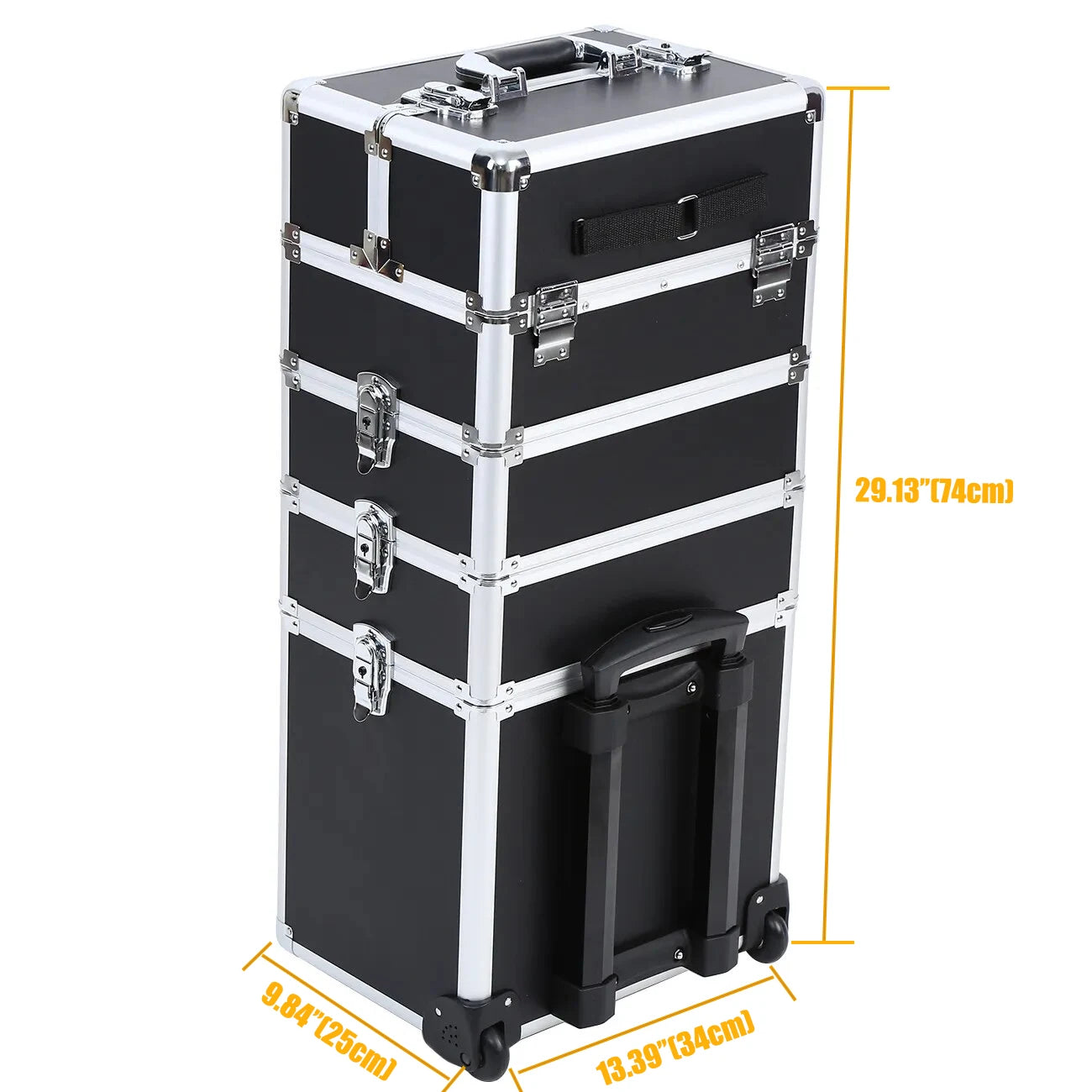 4 in 1 Trolley Hairdressing Makeup Beauty Nail Case Art Box Cosmetics Suitcase With Wheels