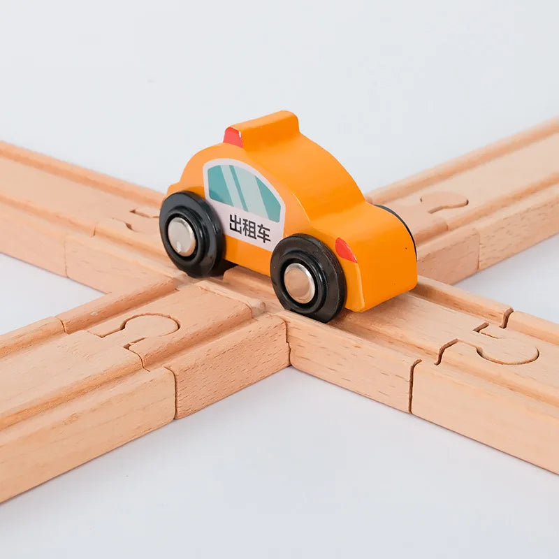 Wood Railway Track Set Expansion Package DIY Building Blocks Accessories Tracks Fit for Biro Wooden Tracks Kids Educational Toys