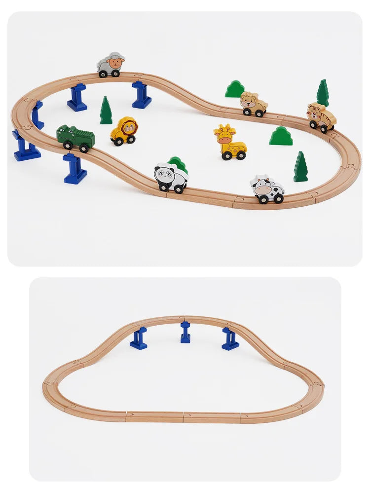 Wood Railway Track Set Expansion Package DIY Building Blocks Accessories Tracks Fit for Biro Wooden Tracks Kids Educational Toys