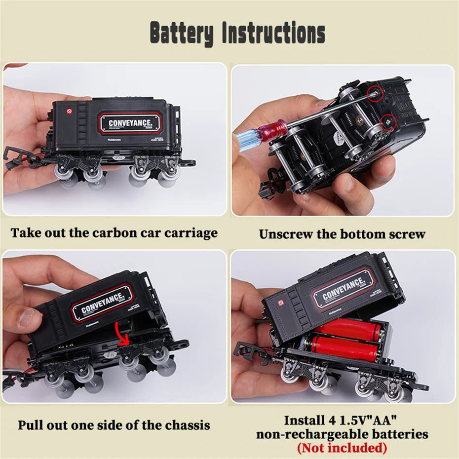 Classical Battery Operate Electric Railway Train Steam Locomotive Set Adding Water to Smoke Train Toys with Light&Sound ﻿