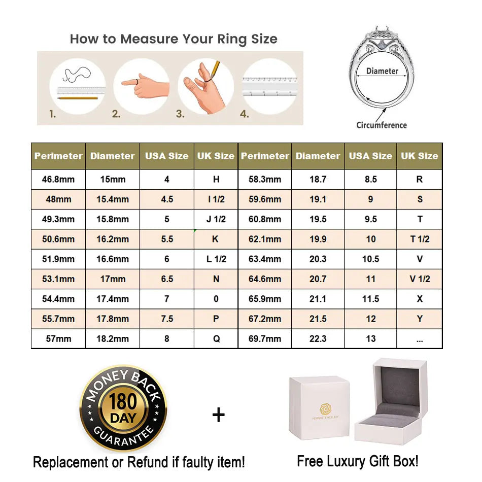 Newshe 925 Silver Moissanite Wedding Rings for Women Curved Stacking Eternity Band Jewelry Gift D Color VVS1 Pass Diamond Tester