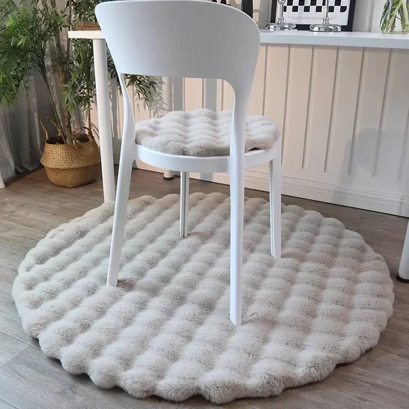 Super Soft Plush Round Rug Fluffy White Carpets for Living Room Cute Circle Kids Rug Bedside Rugs Non-slip Floor Mat Chair Mats