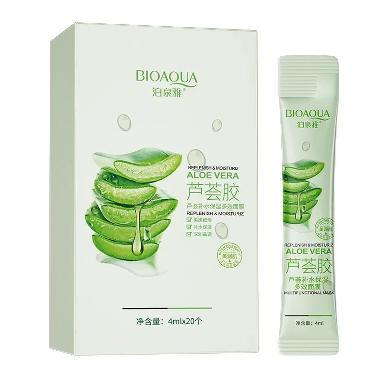 20pcs Aloe Vera Gel Portable Facial Mask Soothing And Repairing After Moisturizing Hydrating Shrink Pores Sleep Mask Skin Care