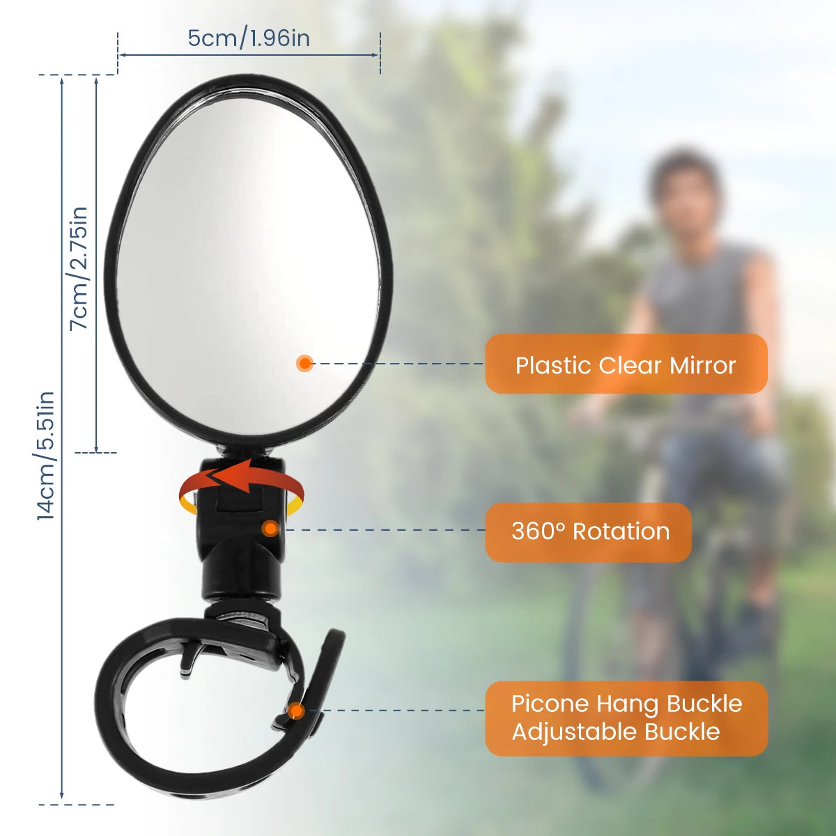 Bike Mirror 2Pcs Bike Rear View Mirrors Breakage-Proof Adjustable Bicycle Mirrors 360°Rotation Bicycle Handlebar Rearview Mirror