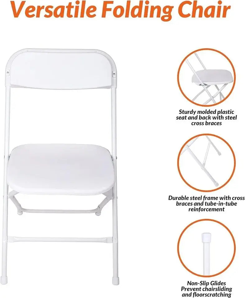 Signature Folding Plastic Chair with 500-Pound Capacity, White, 2-Pack