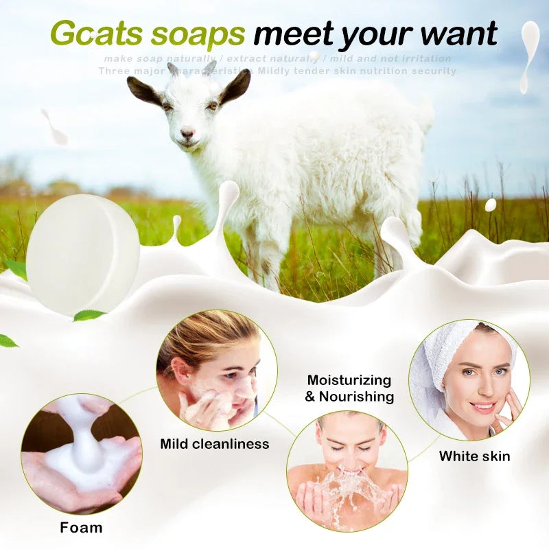 Goat Milk Handmade Goats milk Soap Removal Acne Blackhead Smooth Skin Tightening Pores Deep Cleaning Moisturizing Soap