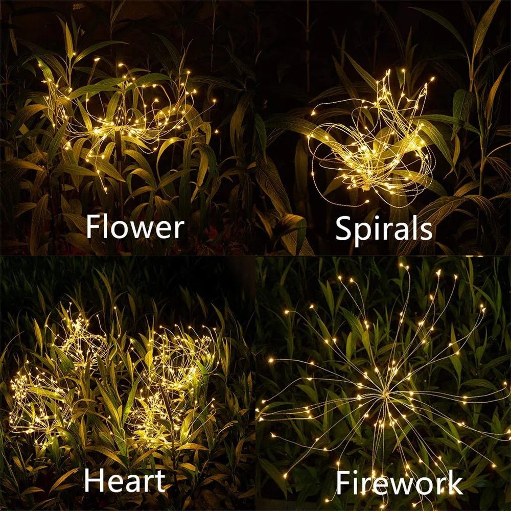 Solar Firework Light Grass Globe Dandelion 60/150/200 LED Fireworks Lamp For Garden Lawn Landscape Holiday Christmas Lights