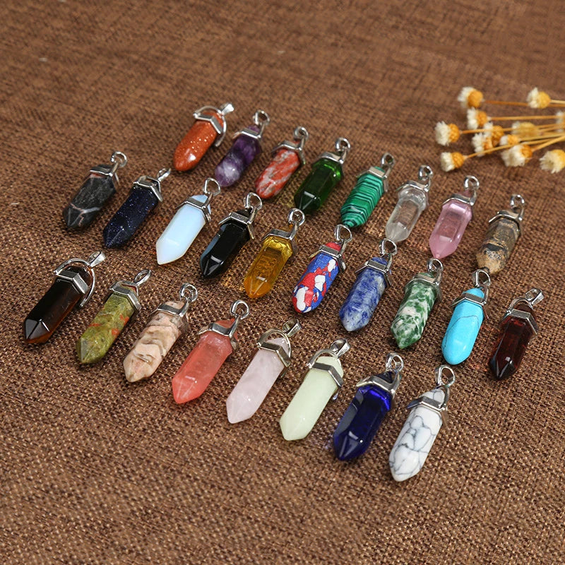 Natural Stone Pendants For DIY Necklace Jewelry Making Findings Crystal Stone Quartz Pendant Charms Handmade Hair Accessories