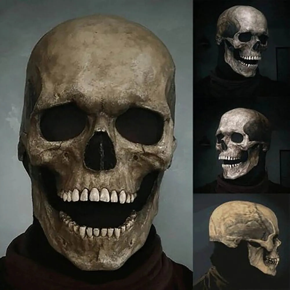 Movable Mouth Skull Headgear Halloween Party Role-playing Horror Props Scary Funny Mask Haunted House Secret Room Decoration