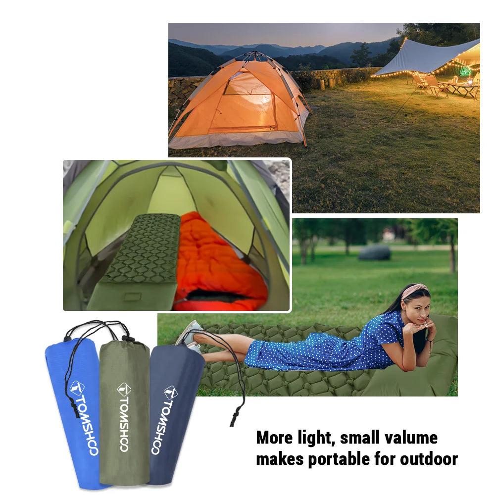 Tomshoo Inflatable Mattress 1/2 Person Camping Mat with Air Pillow Portable Air Mattress Waterproof Backpacking Sleeping Pad