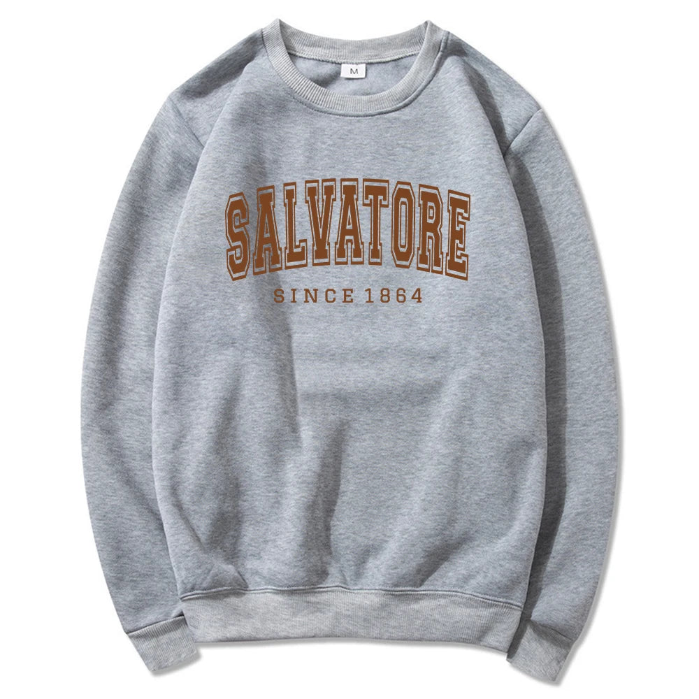 Salvatore Since1864 Sweatshirt Mystic Falls Hoodie Vampire Diaries Jumper Vintage TVD Damon Stefan Crewneck Sweatshirt Fans Top