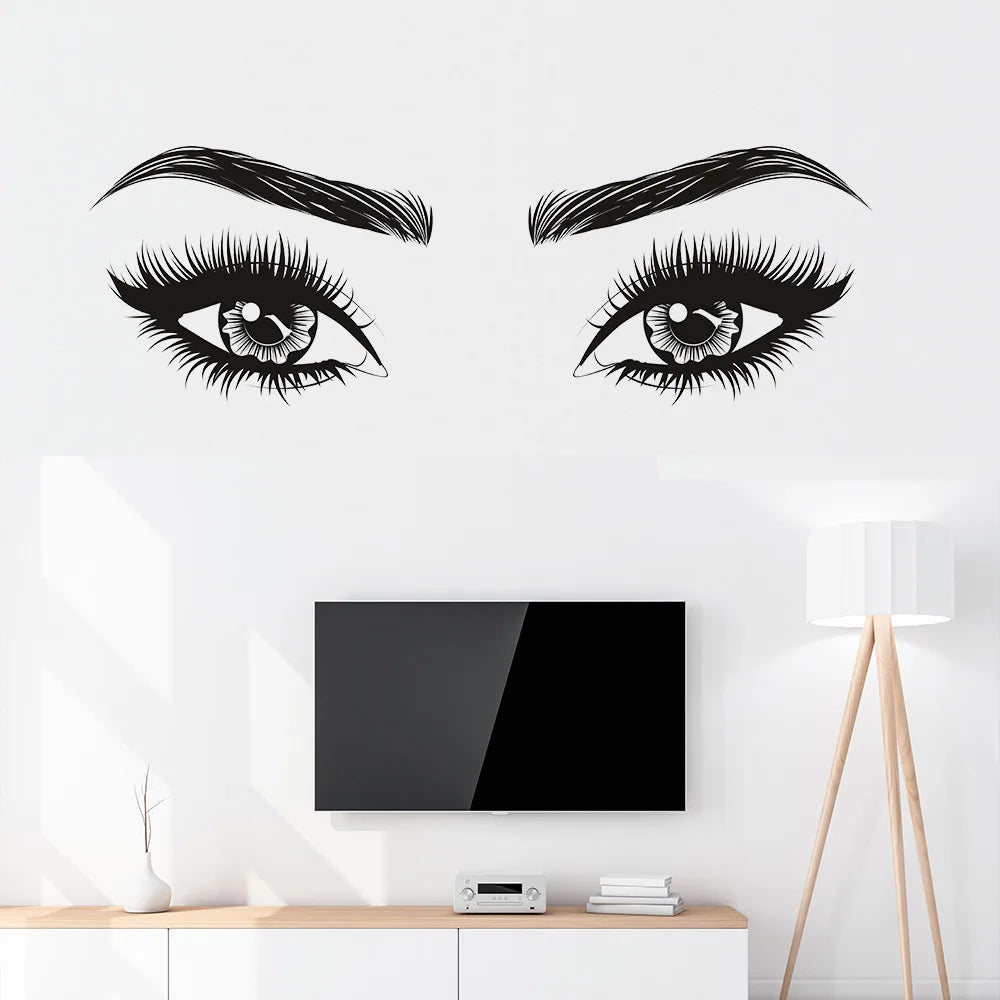 Fashion Girls Lash Brows Eyes Wall Stickers Living Room Decoration Decals for Furniture Sticker Decoration Eyebrows Store Decor