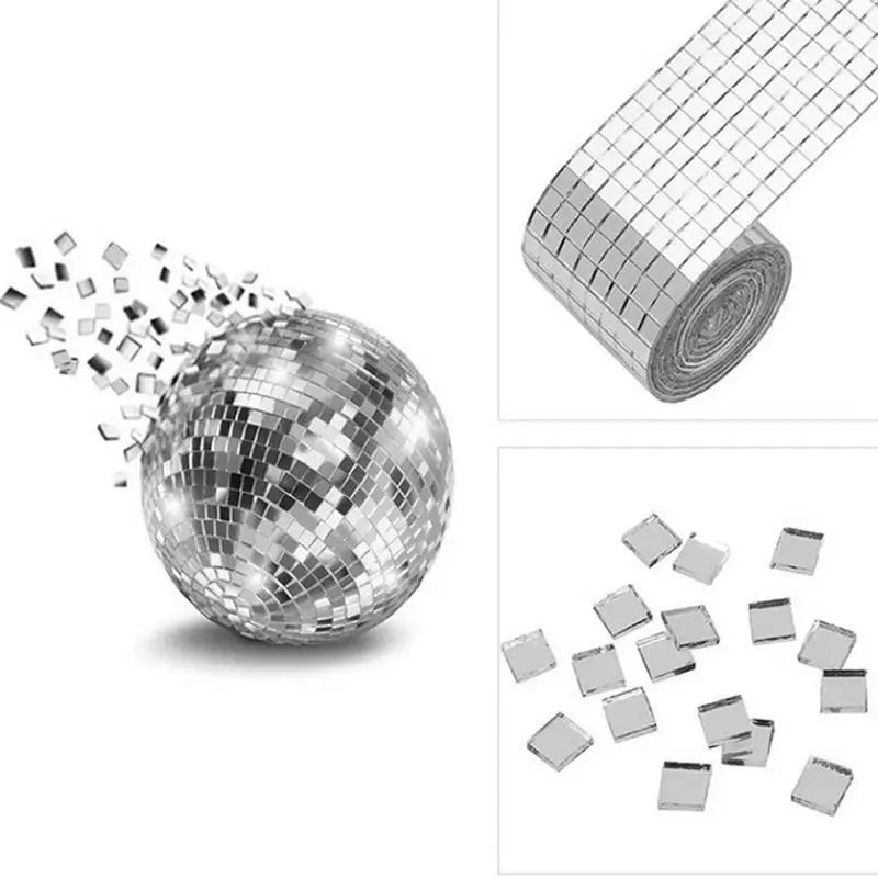 Self-Adhesive Disco Glass Craft Stickers Reflective Glass Tape Mirror Mosaic Tiles For Making DIY Hand Crafts Home Decoration