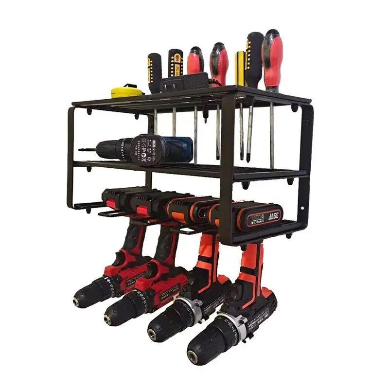 Power Tool Rack Electric Drill Holder Wall Mount Organizer Wrench Tool Workshop Screwdriver Power Storage Shelf Accessories