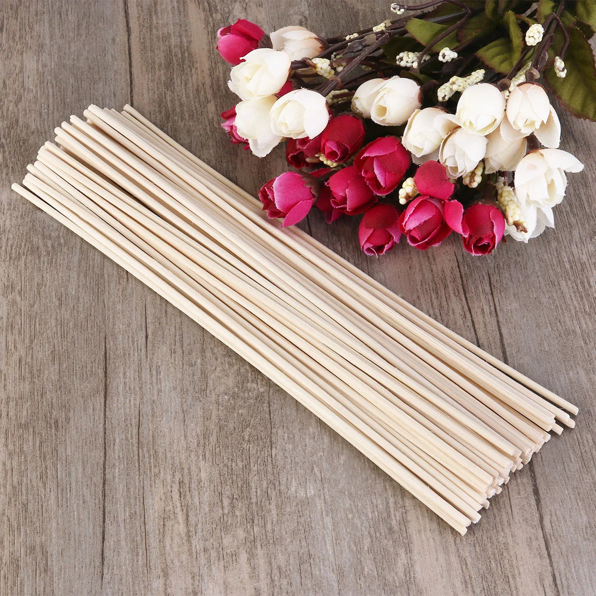 50pcs Wood Rattan Sticks Diffuser Sticks Replacement Essential Oil Aroma Diffuser Sticks ( Wood Color )