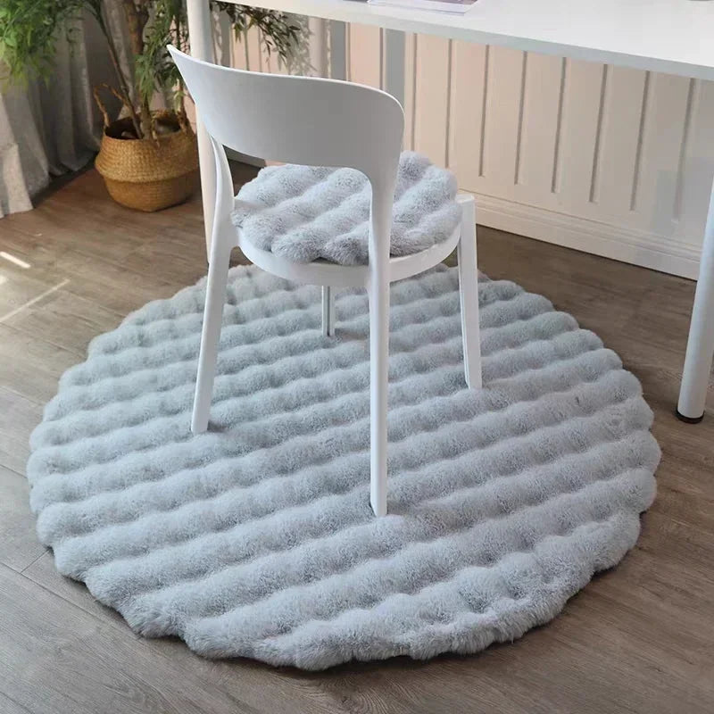 Super Soft Plush Round Rug Fluffy White Carpets for Living Room Cute Circle Kids Rug Bedside Rugs Non-slip Floor Mat Chair Mats