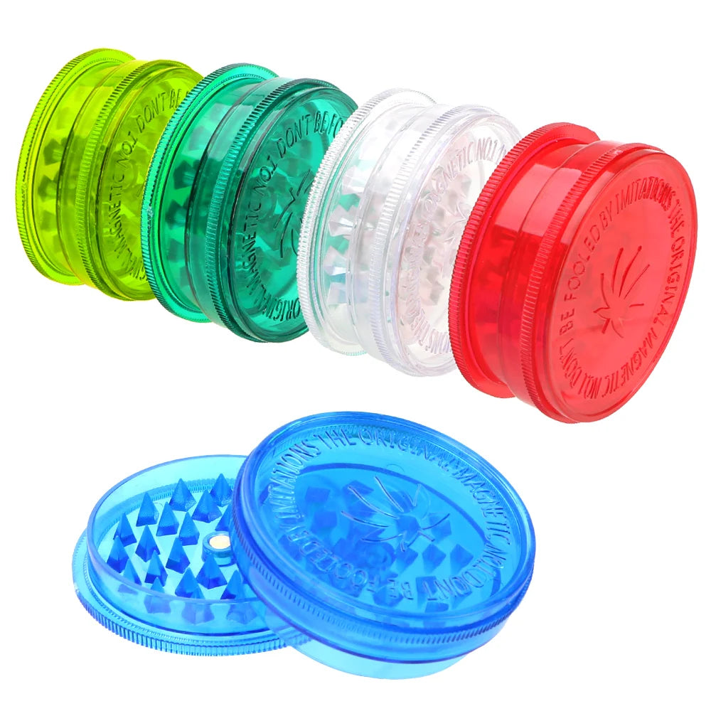 Plastic Tobacco Grinder Round Shape Herb Grinder Tobacco Spice Crusher Color Random Smoking Accessories 3 Layer