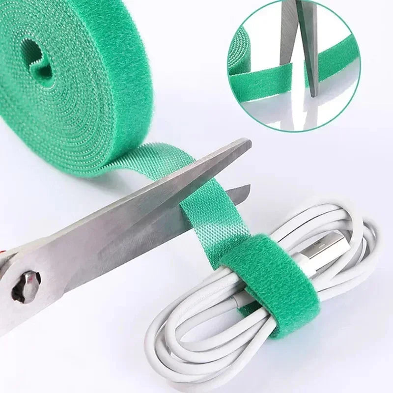 2/5M/Roll 12mm Width Cable Organizer USB Cable Winder Management nylon Free Cut Ties Mouse earphone Cord cable ties