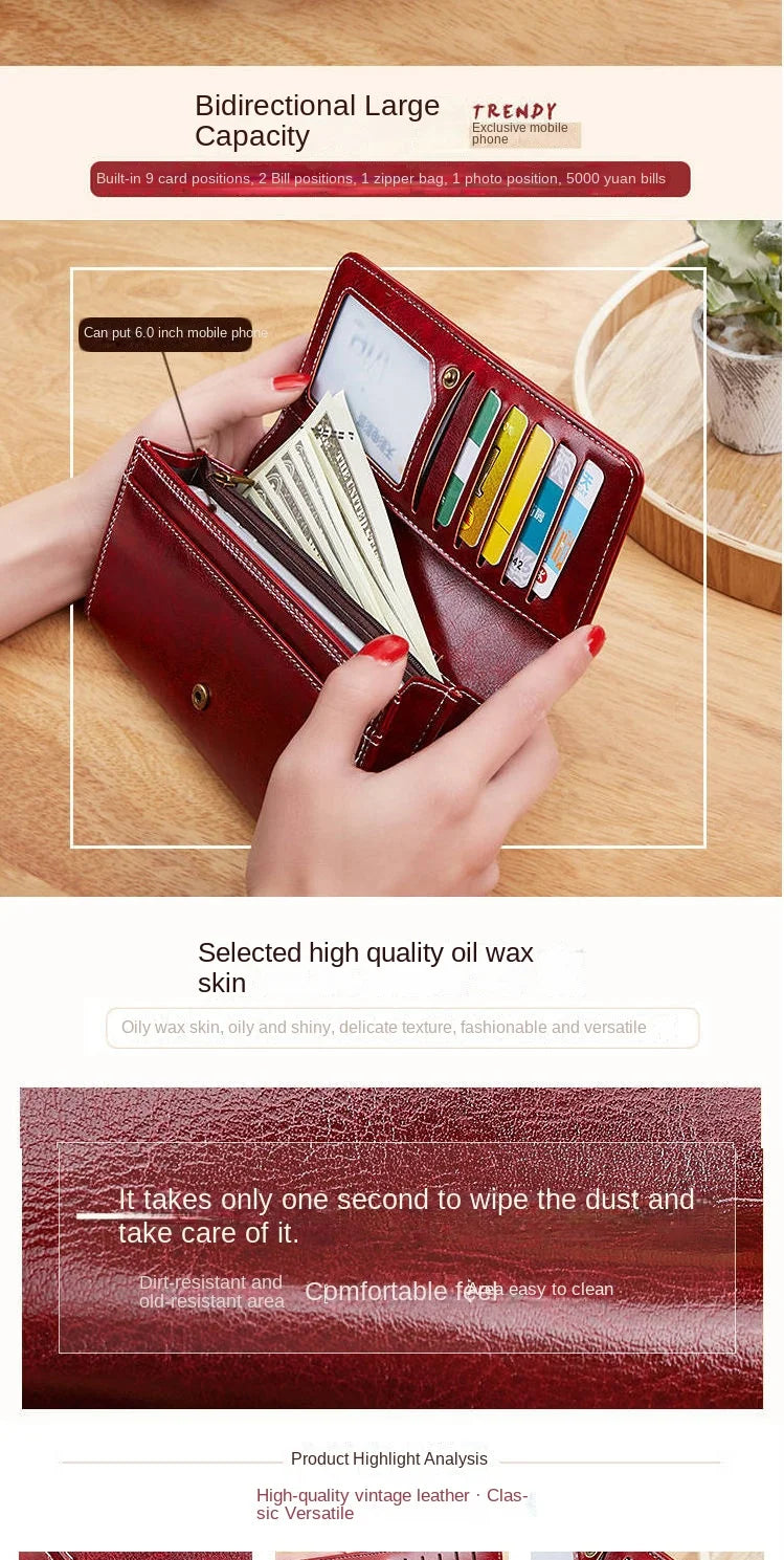 Women's Leather Wallet Woman Luxury Long Wallets Fashion Women Purses Money Bags Handbags Womens Purse Cards Holder Carteras