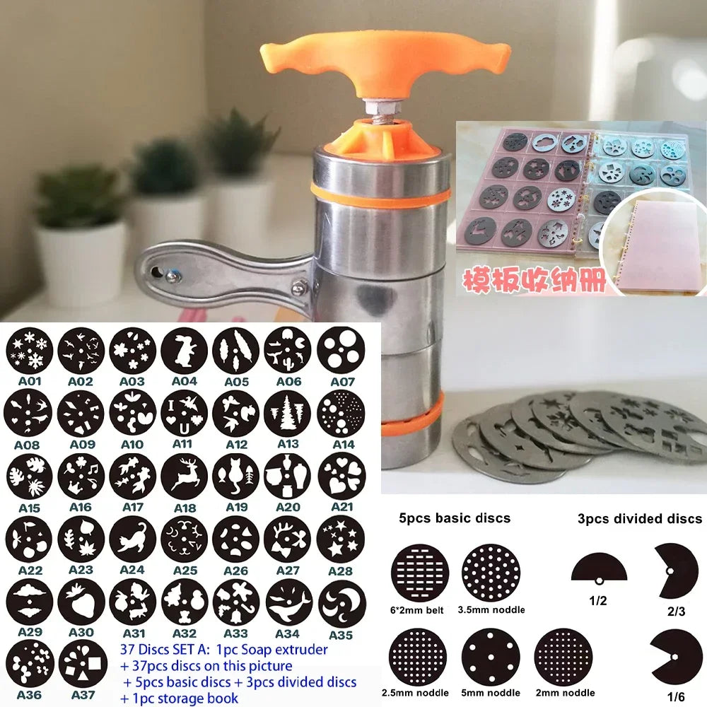 Soap Extruder Disks Stainless Steel Soap Maker Kit SET 37 Discs for Handmade Soap Design DIY Sculpture Making Tool Supplies