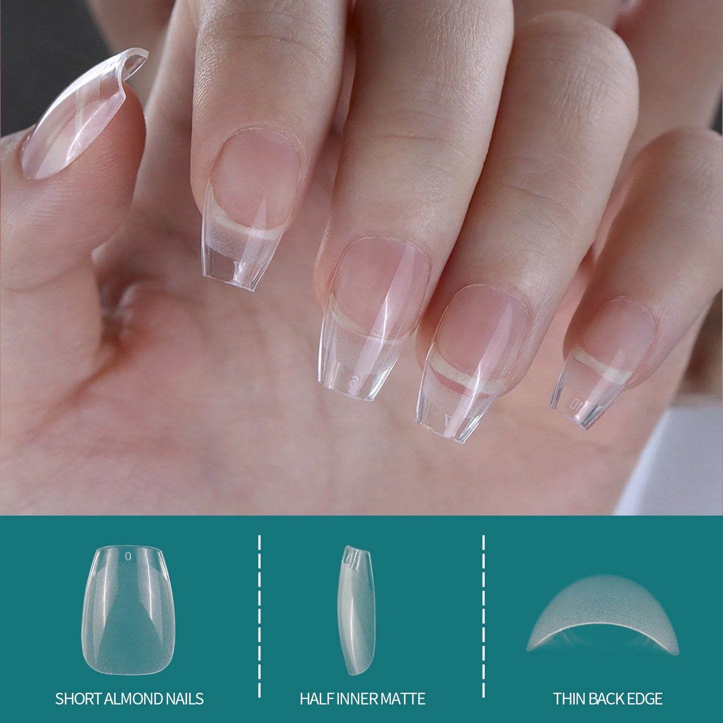 Nailpop Extra Short Nail Capsule Half Matte Fake Nail Tips Almond Coffin Square Full Cover Acrylic Artificial Nails 600/120pcs