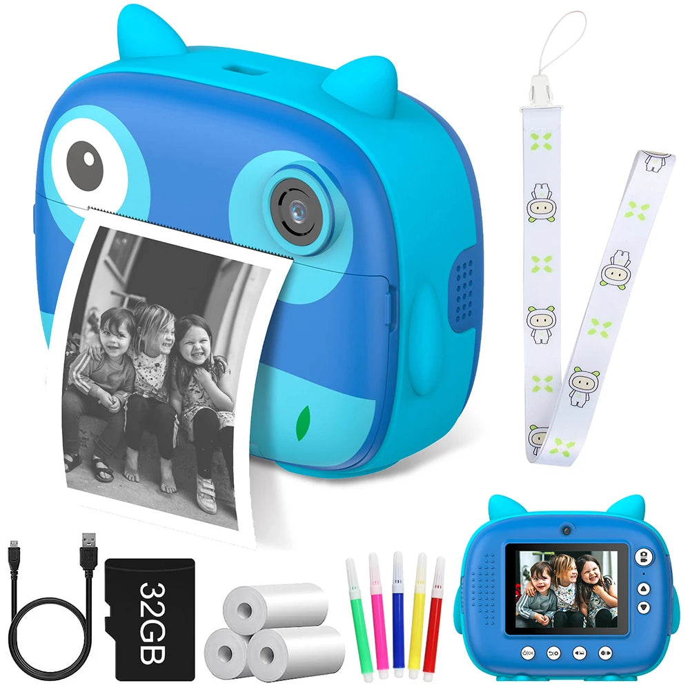 9IMOD Children Instant Print Camera 2.4inch 1080P Selfie Video Photo Digital Camera with 10X Zoom Portable Travel Toy for Kids