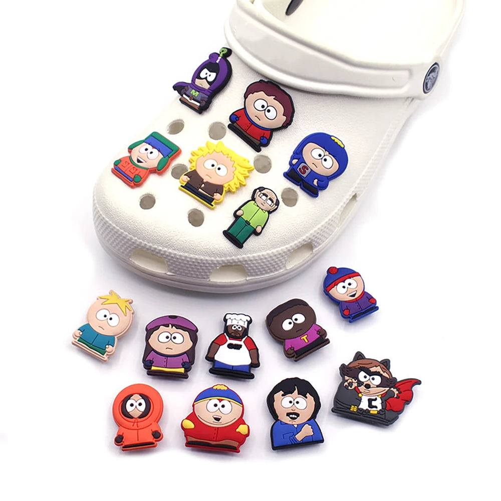 16PCS/Set PVC Shoe Charms Kawaii Famous Cartoon Character Boy Girl Man Garden Shoes Charms Ornaments Accessories Decorations