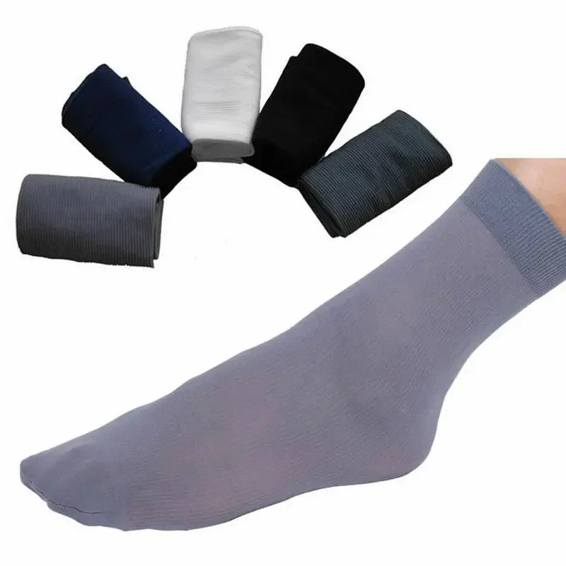 20Pcs Breathable Long Socks Bamboo Fiber Socks Summer Thin Stripe Men Silk Sports Socks Antibacterial Black Business Men Sox