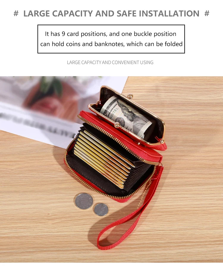 Wallet Women's Fashion Wrist Strap Short Zero Wallet Large Capacity Coin Clip Bag Multiple Card Positions Card Bag Money Clip