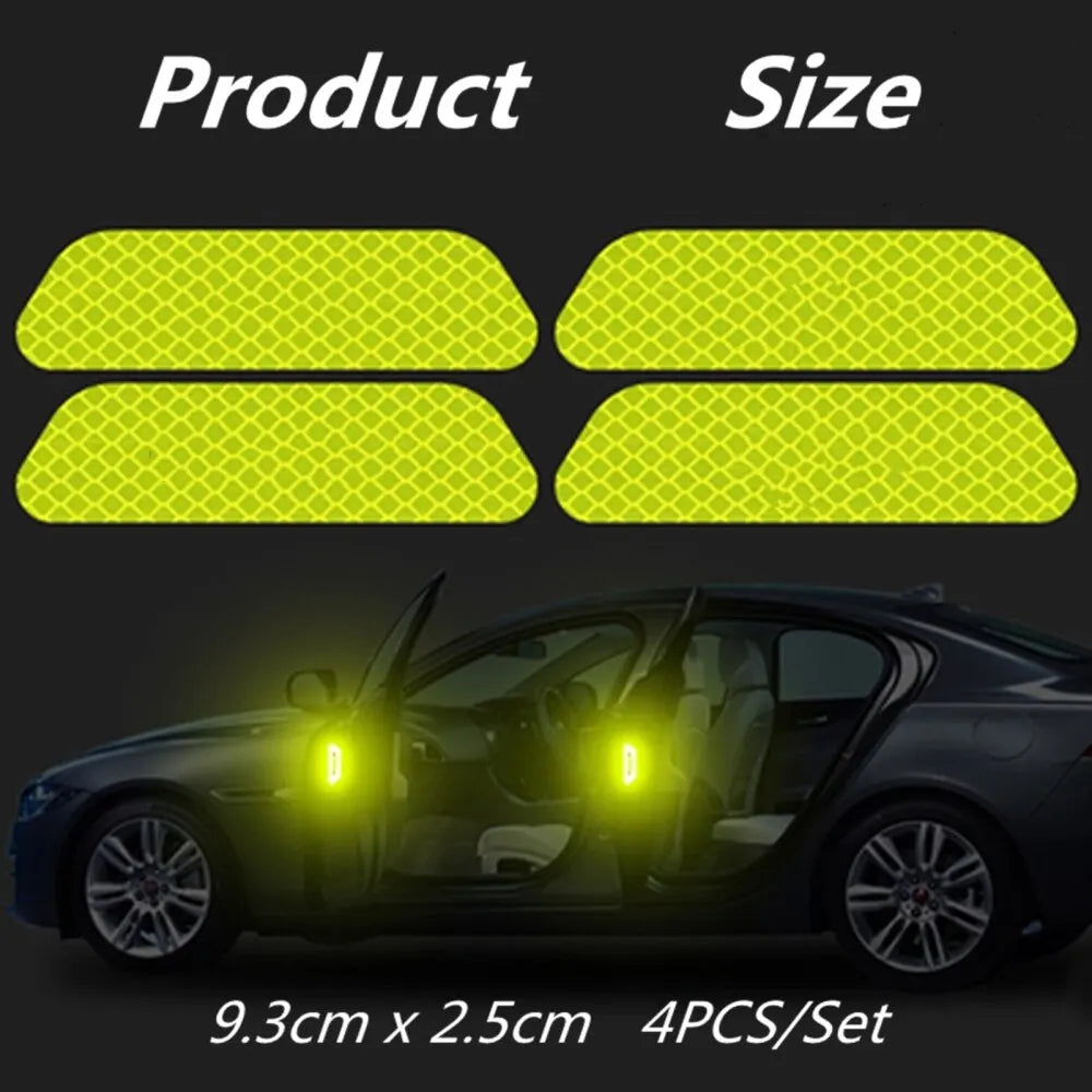 4 PCs Car Door Sticker Safety Opening Warning Reflector Tape Decal Auto Car Accessories Exterior Interior Reflector Sticker