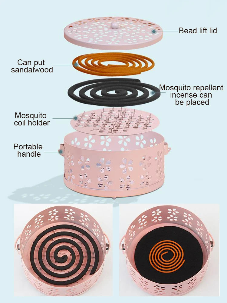 Portable Mosquito Coil Tray Holder Home Insect Repellent Anti-fire Sandalwood Incense Burner Box Anti-Mosquito Supplies