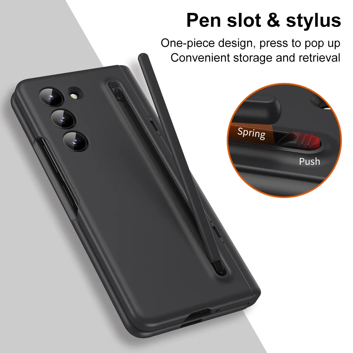 Pen Holder Slot Case for Samsung Galaxy Z Fold 6 5 4 3 Fold5 with Pen Bracket Front Glass Film Protection ZFold6 5G Luxury Cover