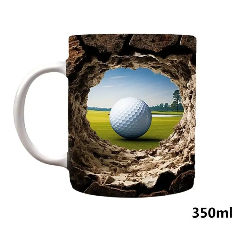 Ceramic Golf Ball Cups Ceramic Milk Cup 3D Visual Golf Design Dishwasher Safe Golf Lovers Gifts Coffee Mugs Microwavable Coffee