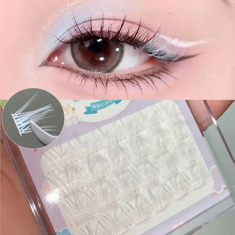 Pink/White/Blue/Purple Colored Eyelash Clusters Manga Lashes Colored False Eyelashes Natural Long Faux Bunche Makeup Wholesale