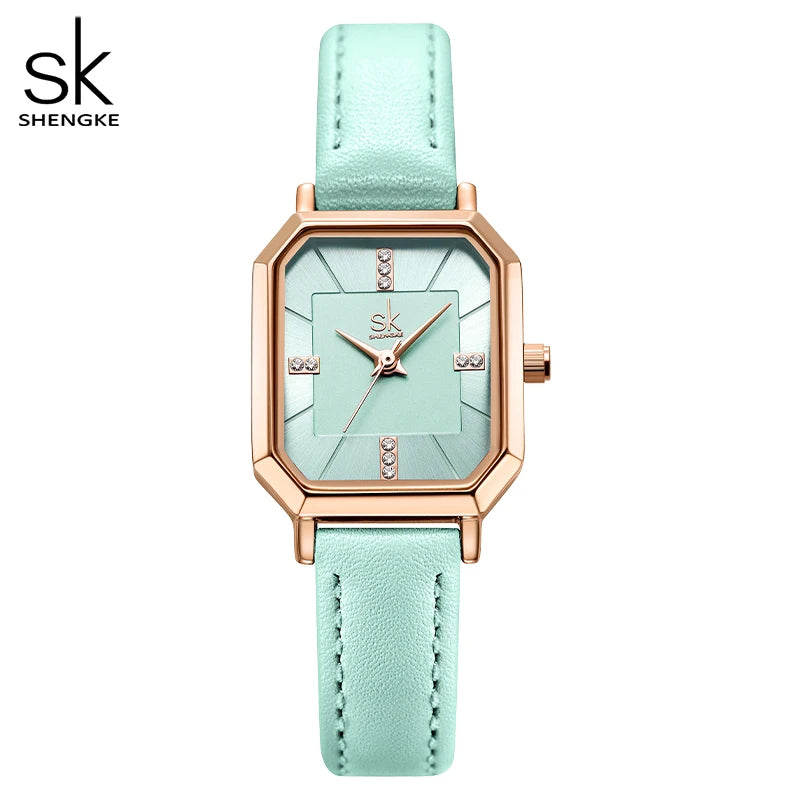 Shengke New Design Women Watches Fashion Leather Strap Woman's Quartz Wristwatches Original Luxury Diamond Ladies Clock Relogio